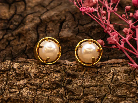 3 Pair Panchaloha Earrings Combo – Pearl Stud, Hoop & Hanging Earrings.