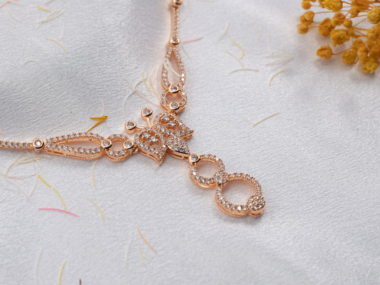 Gold-Plated Zircon Diamond Necklace Set for Women- 015 - GoScarlet