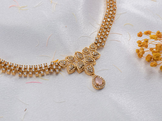 Gold-Plated Zircon Diamond Necklace Set for Women- 017-fashion jewellery - GoScarlet