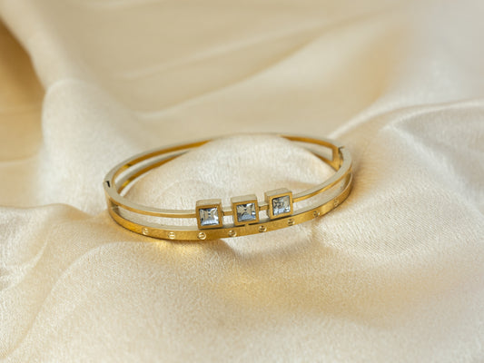 Gold-Plated Zircon Kada for Women - 007