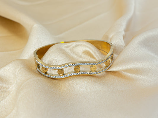 Gold-Plated Zircon Kada for Women - 009