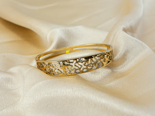 Gold-Plated Zircon Kada for Women - 010