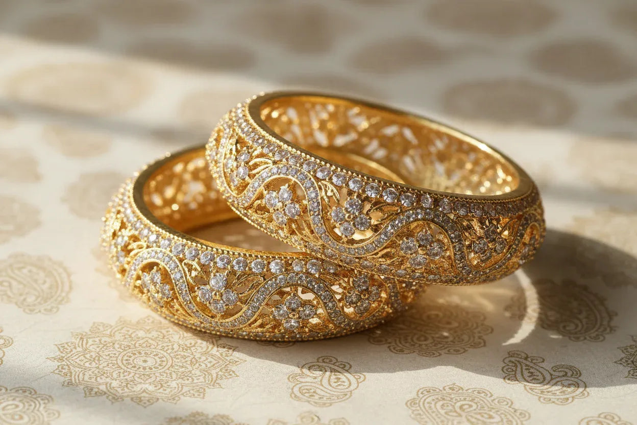 Gold-Plated Zircon Bangles for Women - GoScarlet