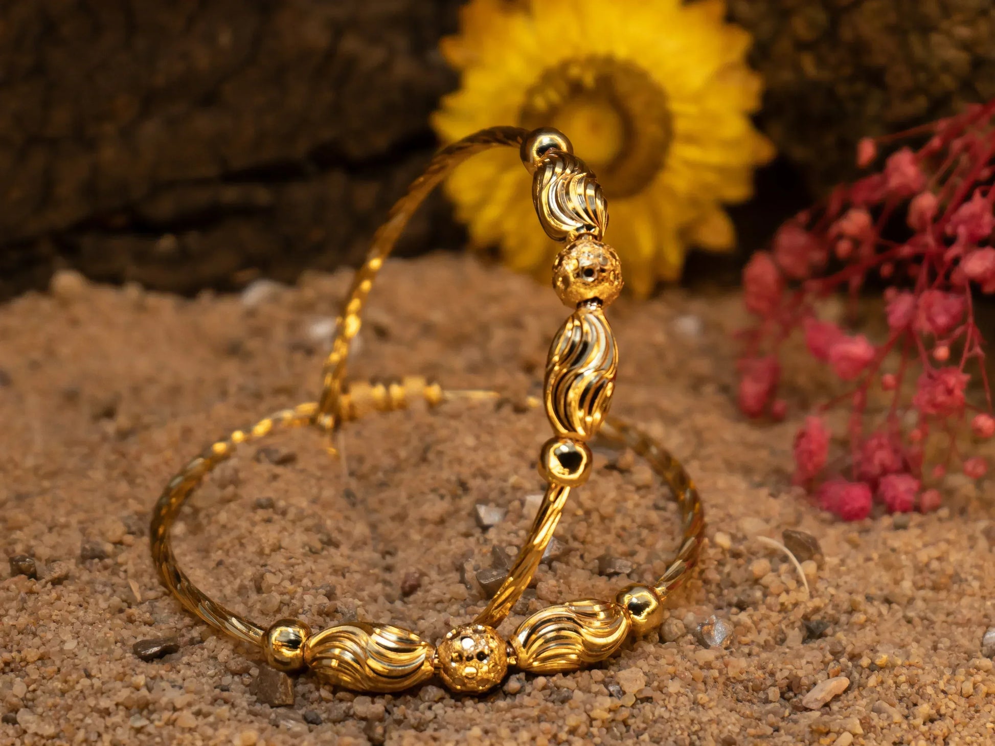 Gold Finish Traditional Panchaloha Bangles.