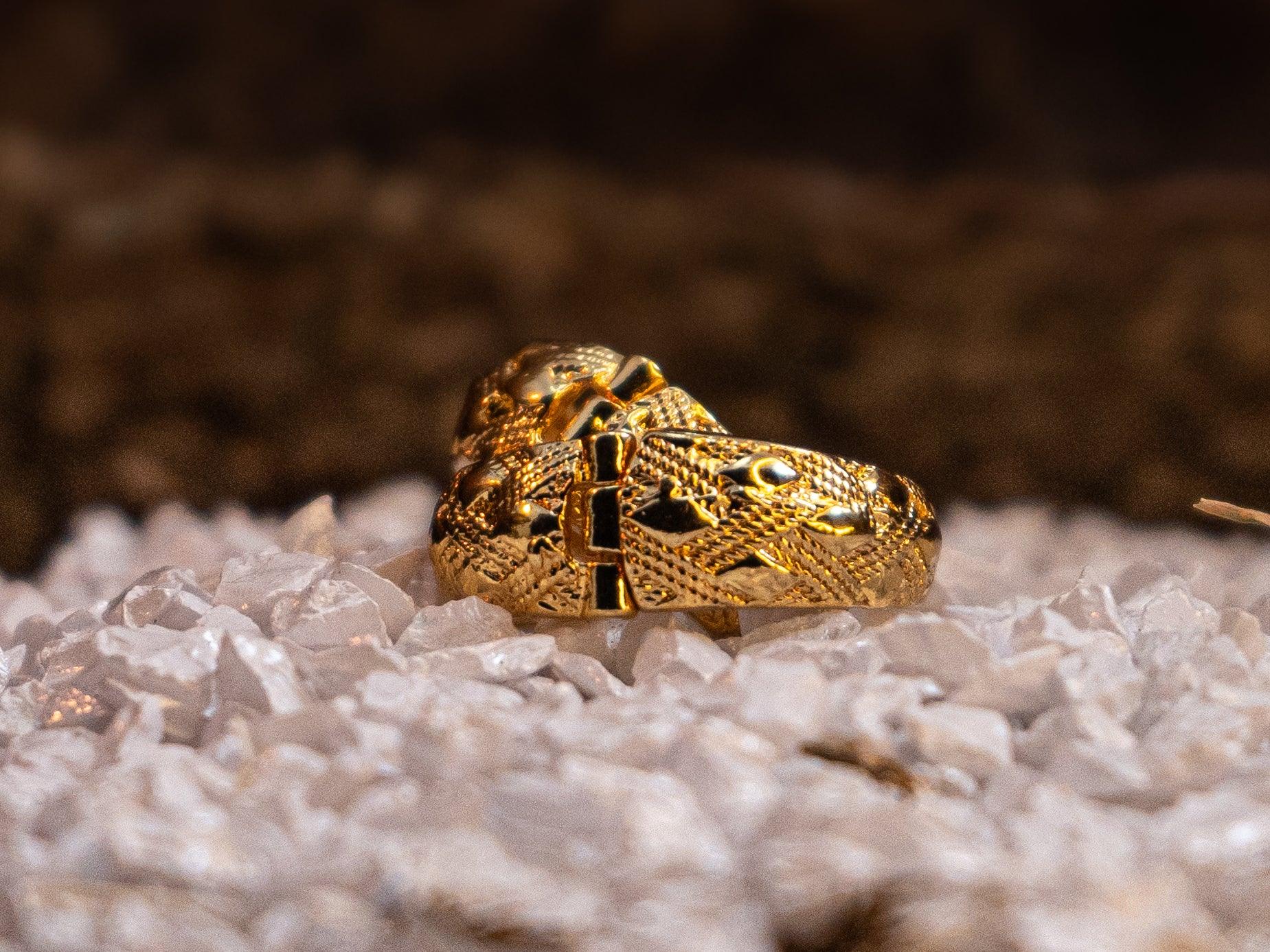 Stylish Gold Finish Hoop Panchaloha Earrings.