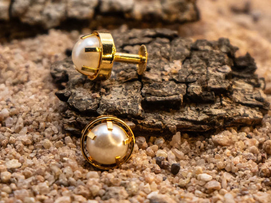 Classic Pearl Stud Panchaloha Earrings.