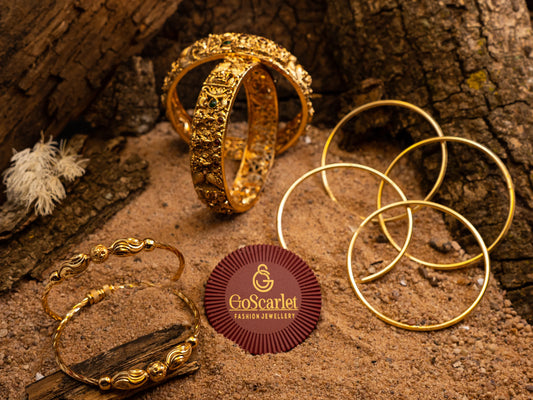Traditional Panchaloha Gold Bangles Combo Set (3 Designs).