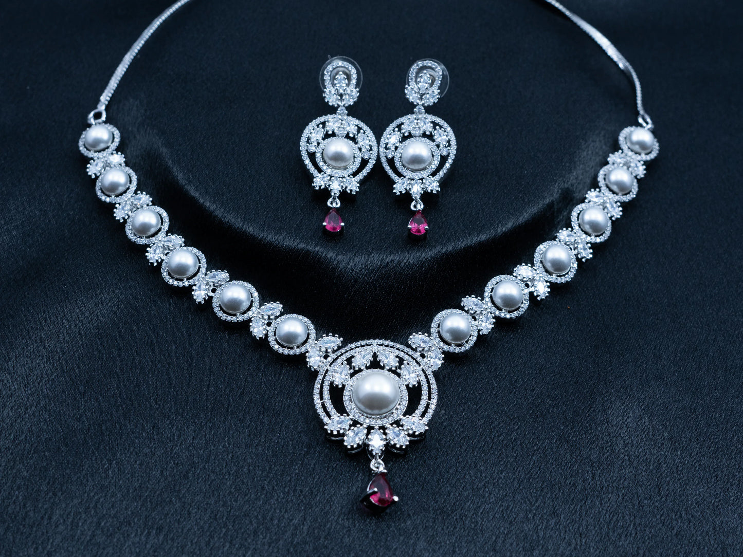 Zircon Diamond Necklace Set for Women- 001 - GoScarlet