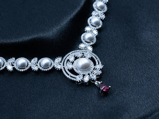 Zircon Diamond Necklace Set for Women- 001 - GoScarlet