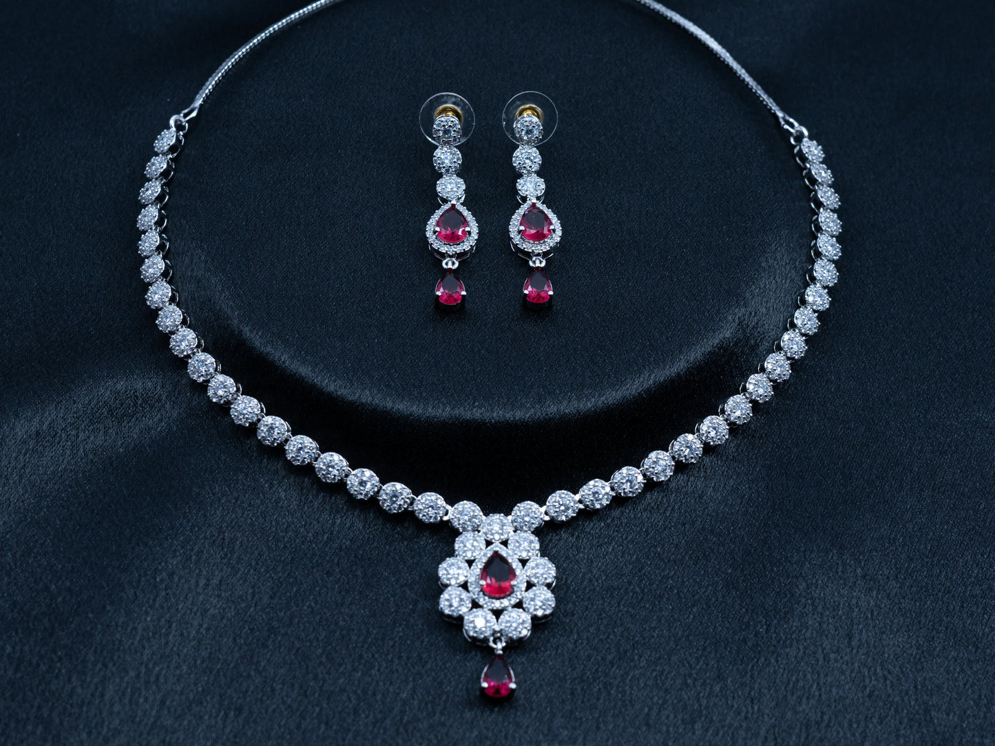 Zircon Diamond Necklace Set for Women- 002 - GoScarlet