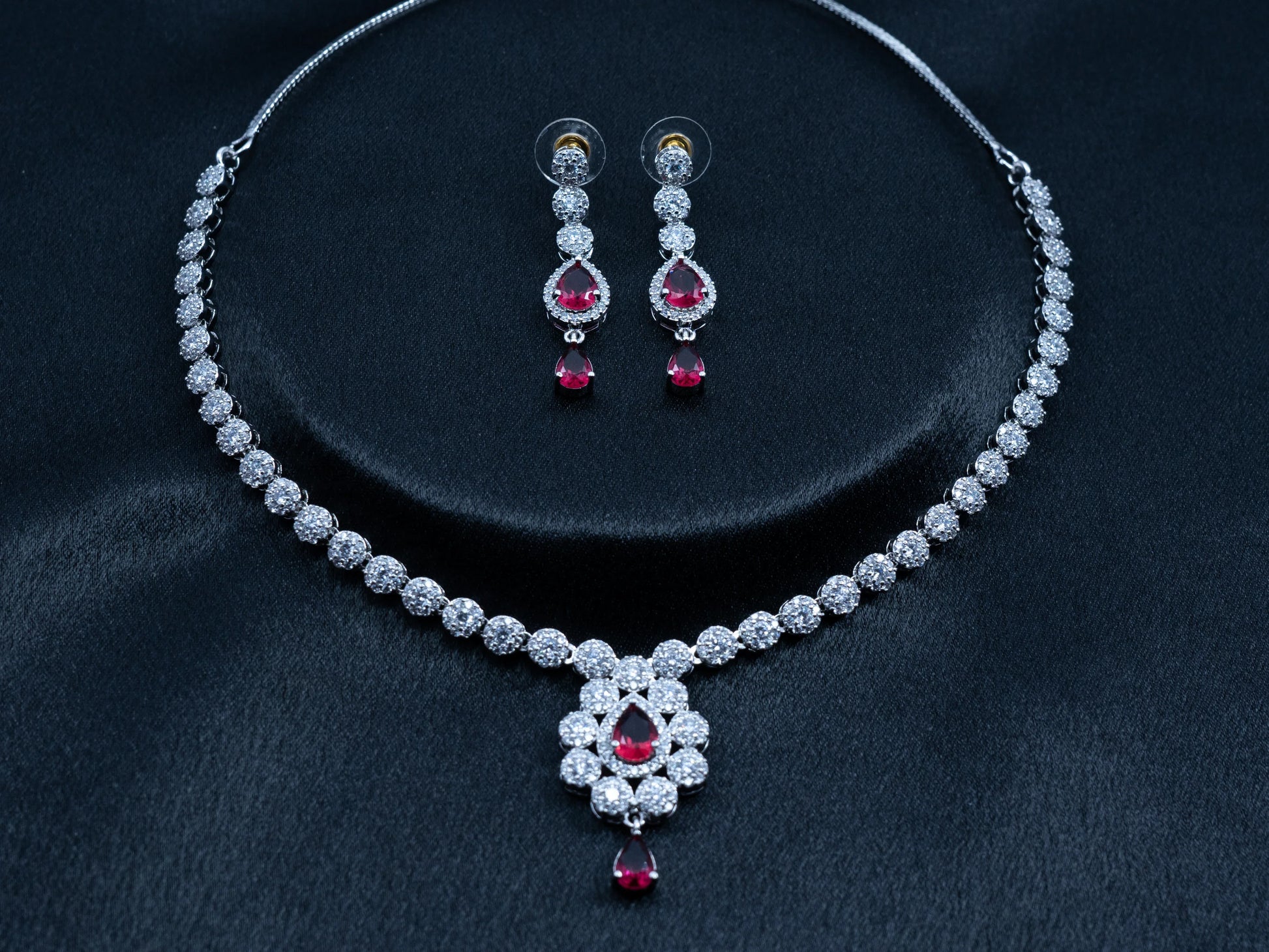 Zircon Diamond Necklace Set for Women- 002 - GoScarlet