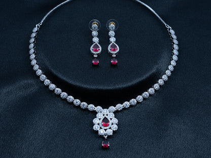 Zircon Diamond Necklace Set for Women- 002 - GoScarlet