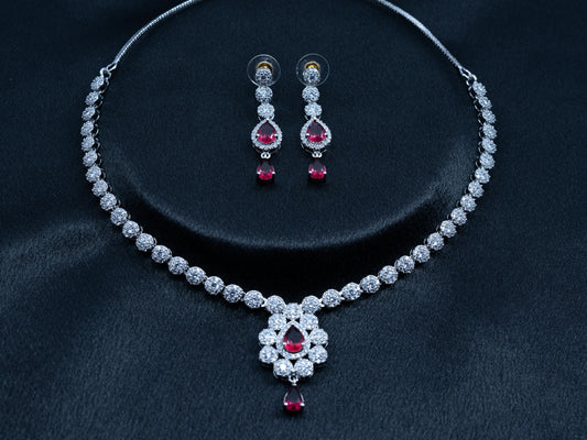 Zircon Diamond Necklace Set for Women- 002 - GoScarlet