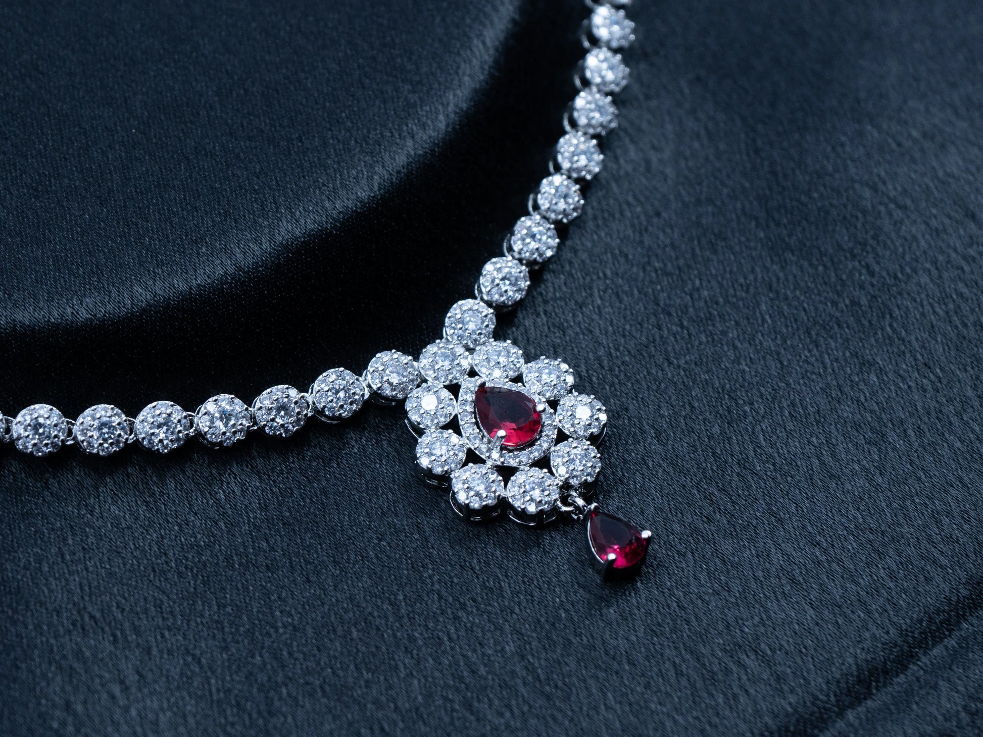 Zircon Diamond Necklace Set for Women- 002 - GoScarlet