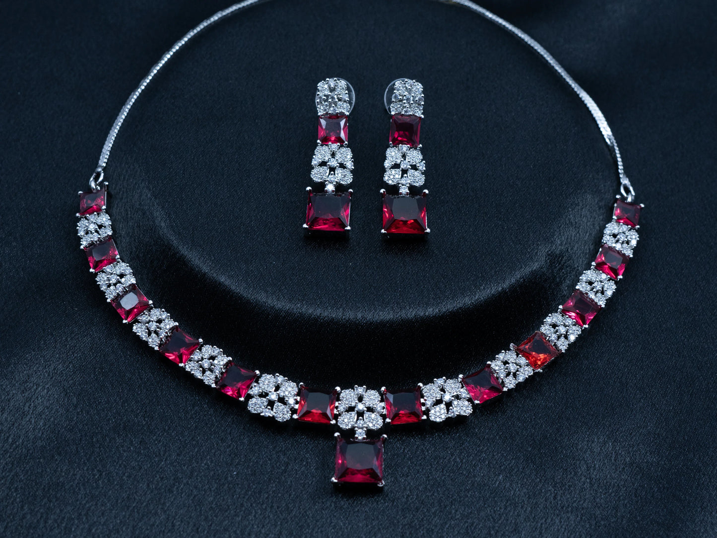Zircon Diamond Necklace Set for Women- 003 - GoScarlet