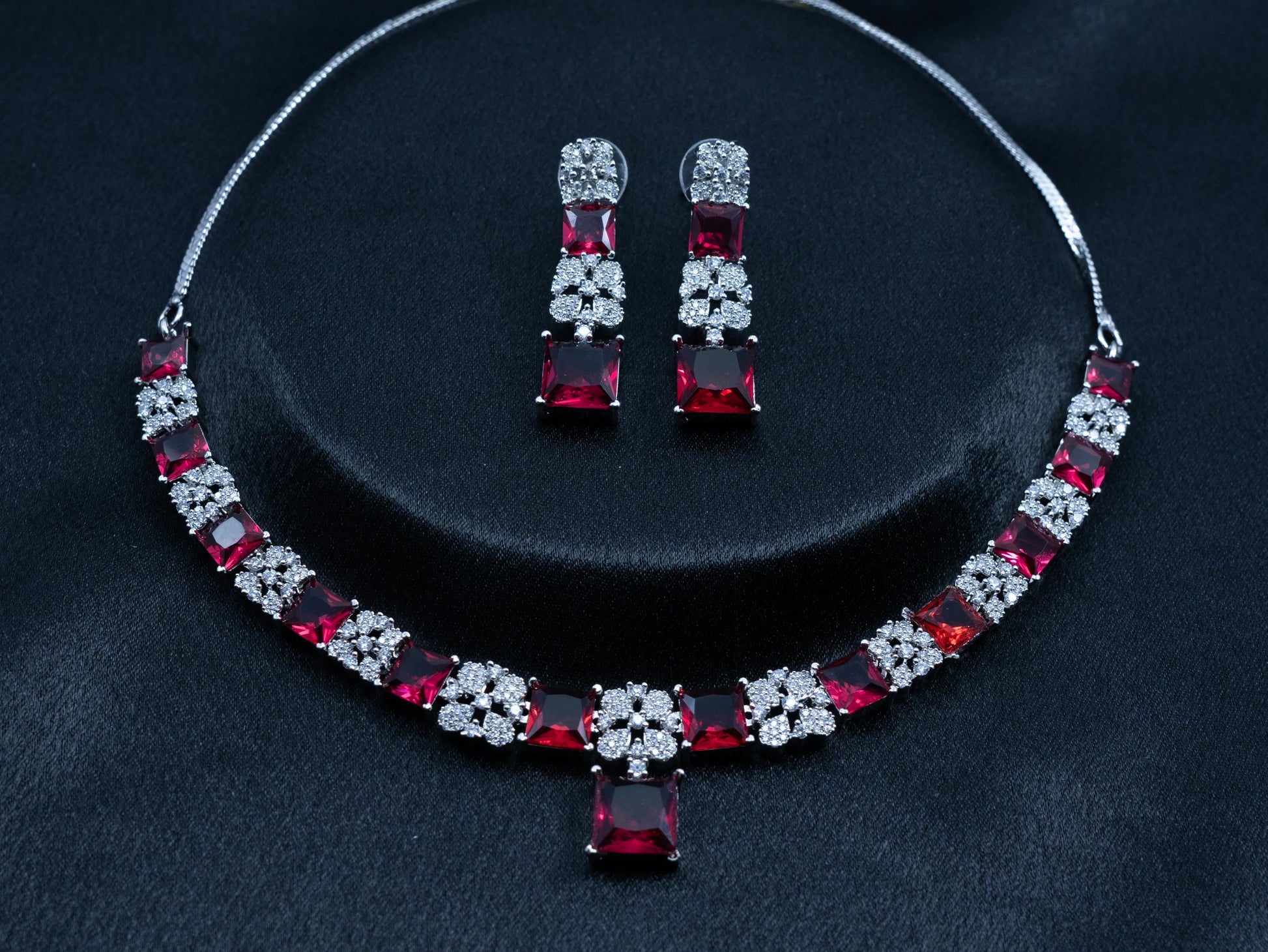 Zircon Diamond Necklace Set for Women- 003 - GoScarlet