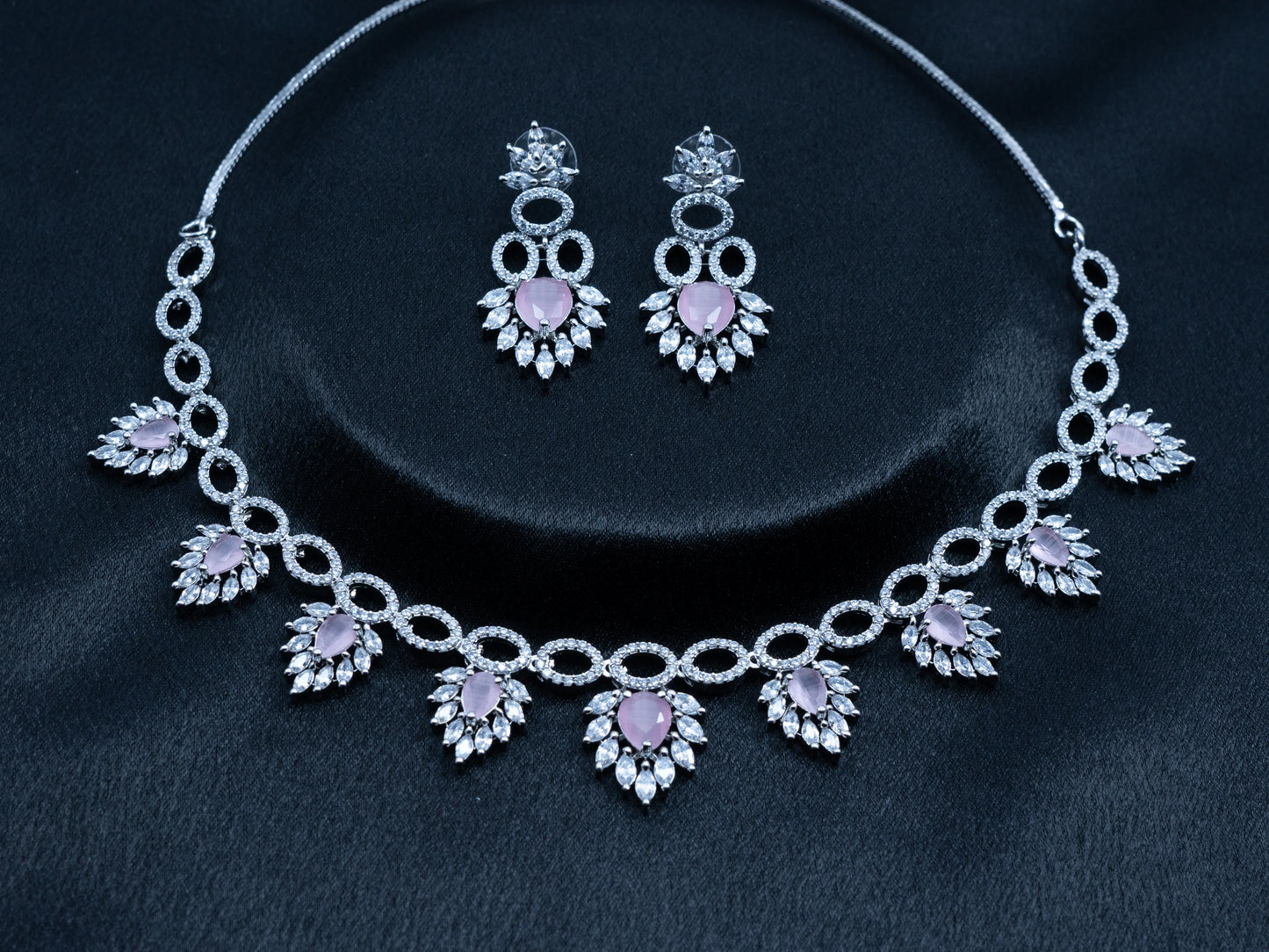 Zircon Diamond Necklace Set for Women- 004 - GoScarlet