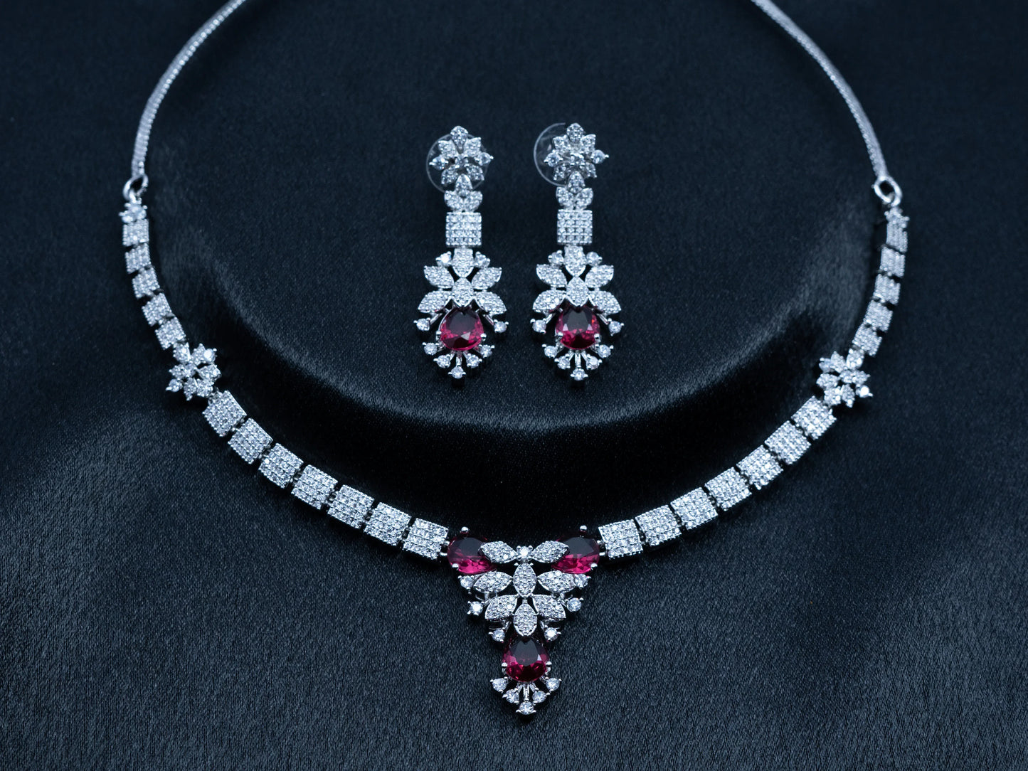 Zircon Diamond Necklace Set for Women- 006 - GoScarlet
