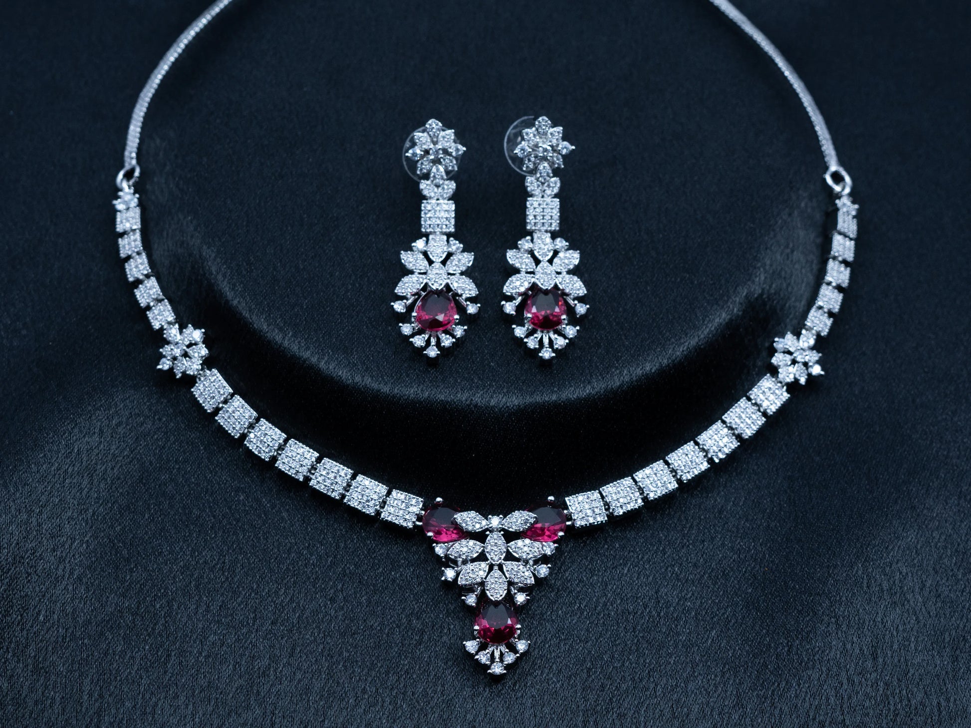 Zircon Diamond Necklace Set for Women- 006 - GoScarlet