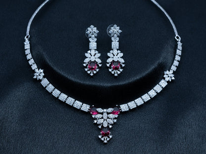 Zircon Diamond Necklace Set for Women- 006 - GoScarlet