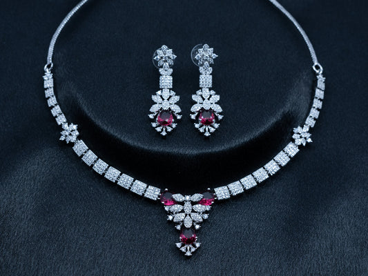 Zircon Diamond Necklace Set for Women- 006 - GoScarlet
