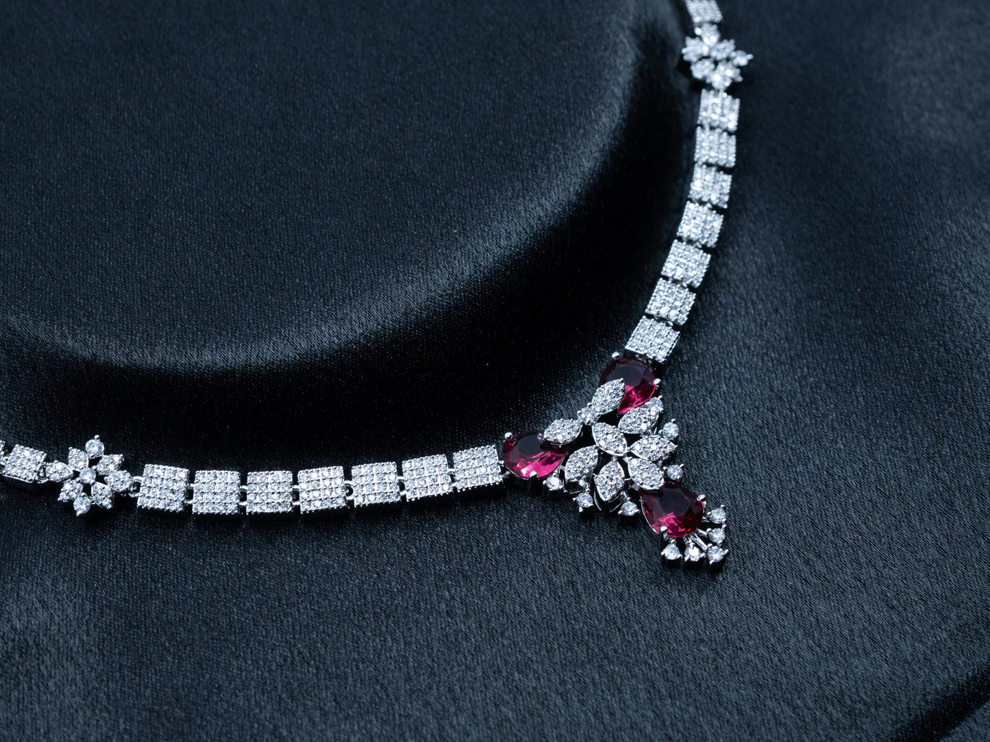 Zircon Diamond Necklace Set for Women- 006 - GoScarlet