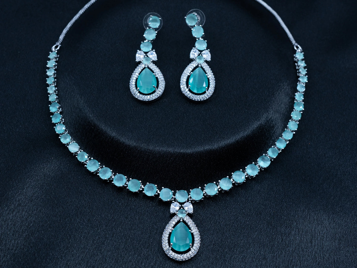 Zircon Diamond Necklace Set for Women- 007 - GoScarlet