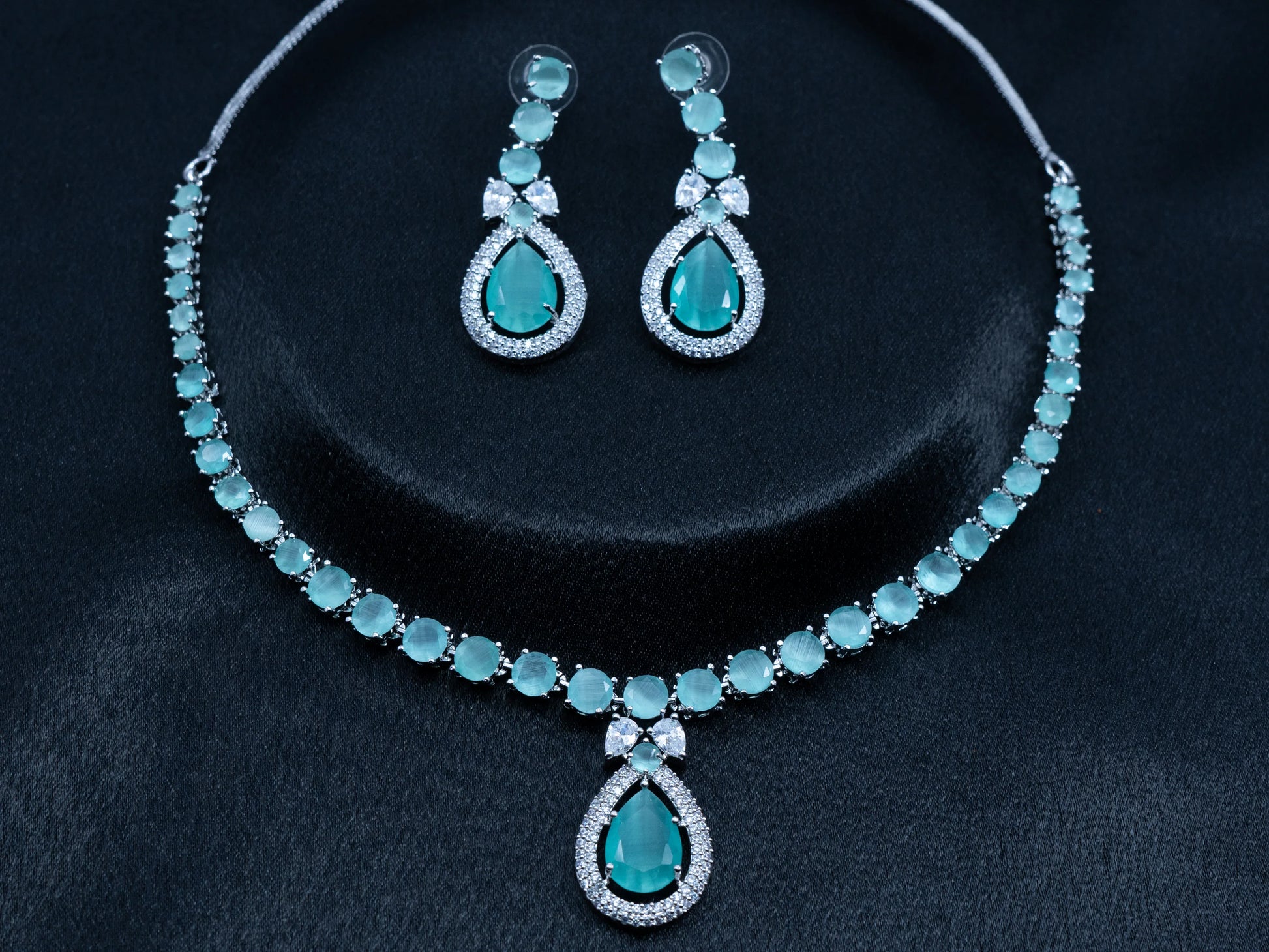 Zircon Diamond Necklace Set for Women- 007 - GoScarlet