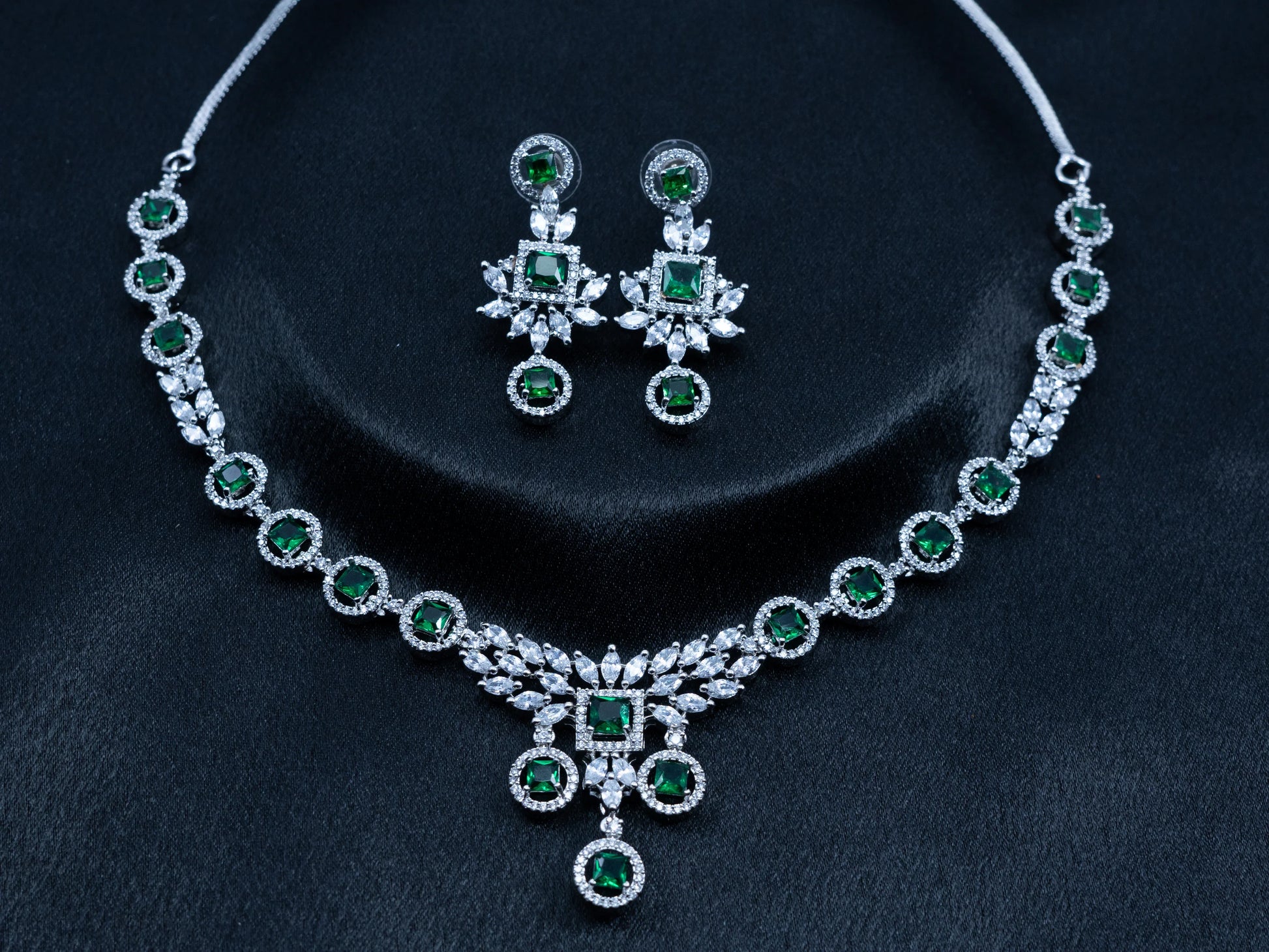 Zircon Diamond Necklace Set for Women- 008 - GoScarlet