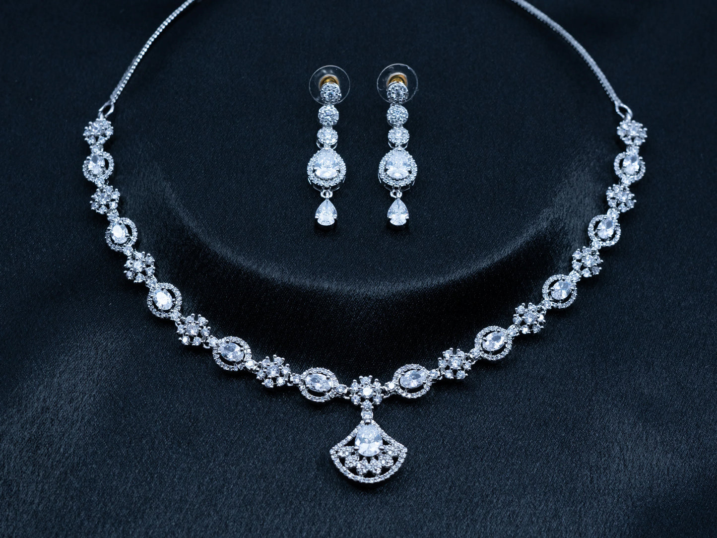 Zircon Diamond Necklace Set for Women- 009 - GoScarlet