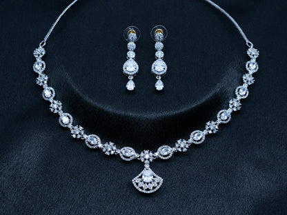 Zircon Diamond Necklace Set for Women- 009 - GoScarlet