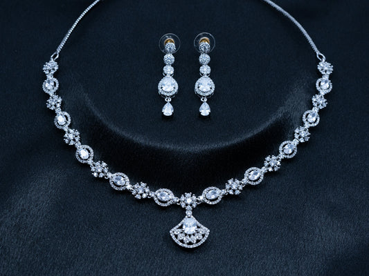 Zircon Diamond Necklace Set for Women- 009 - GoScarlet