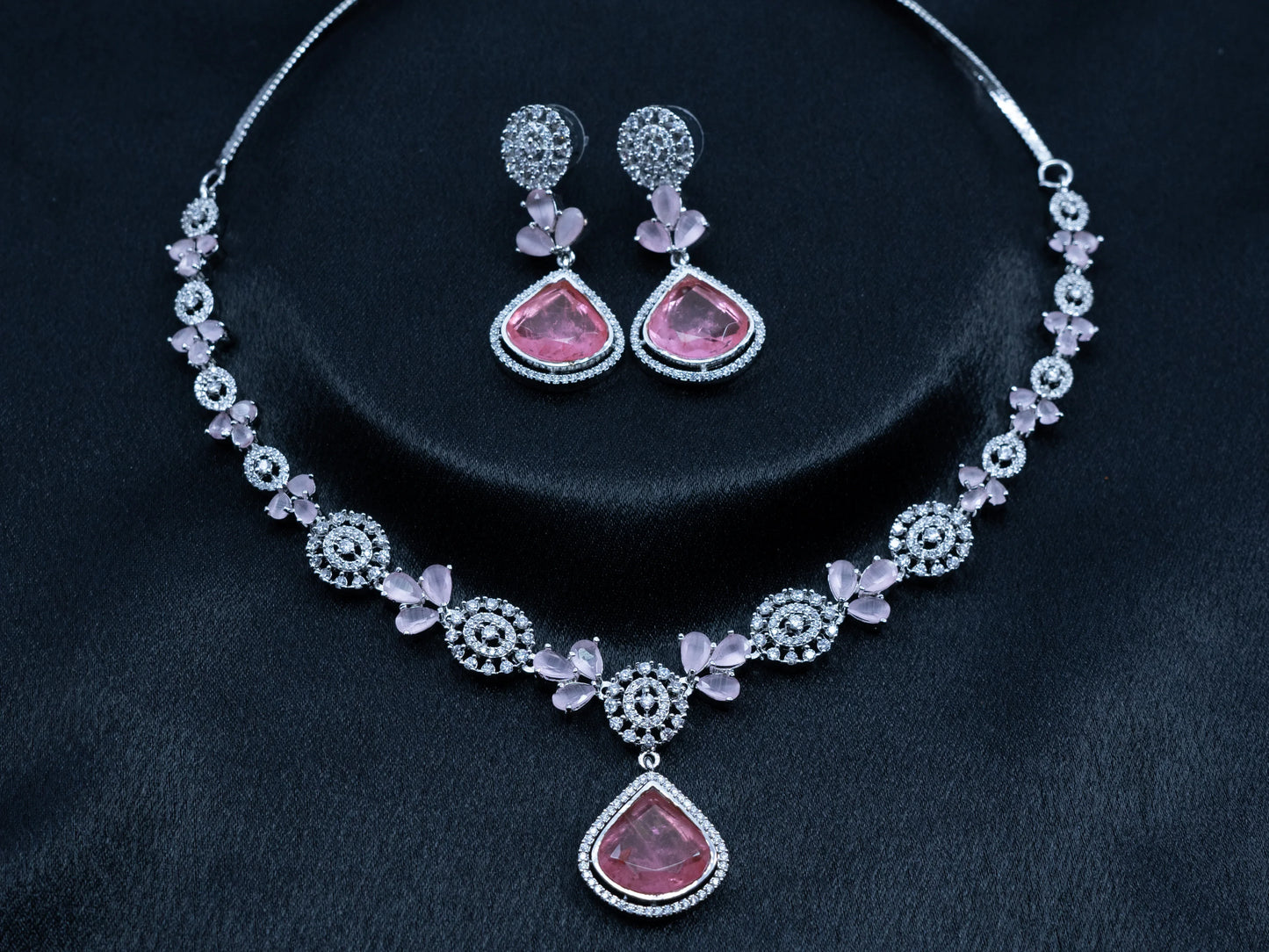 Zircon Diamond Necklace Set for Women- 010 - GoScarlet
