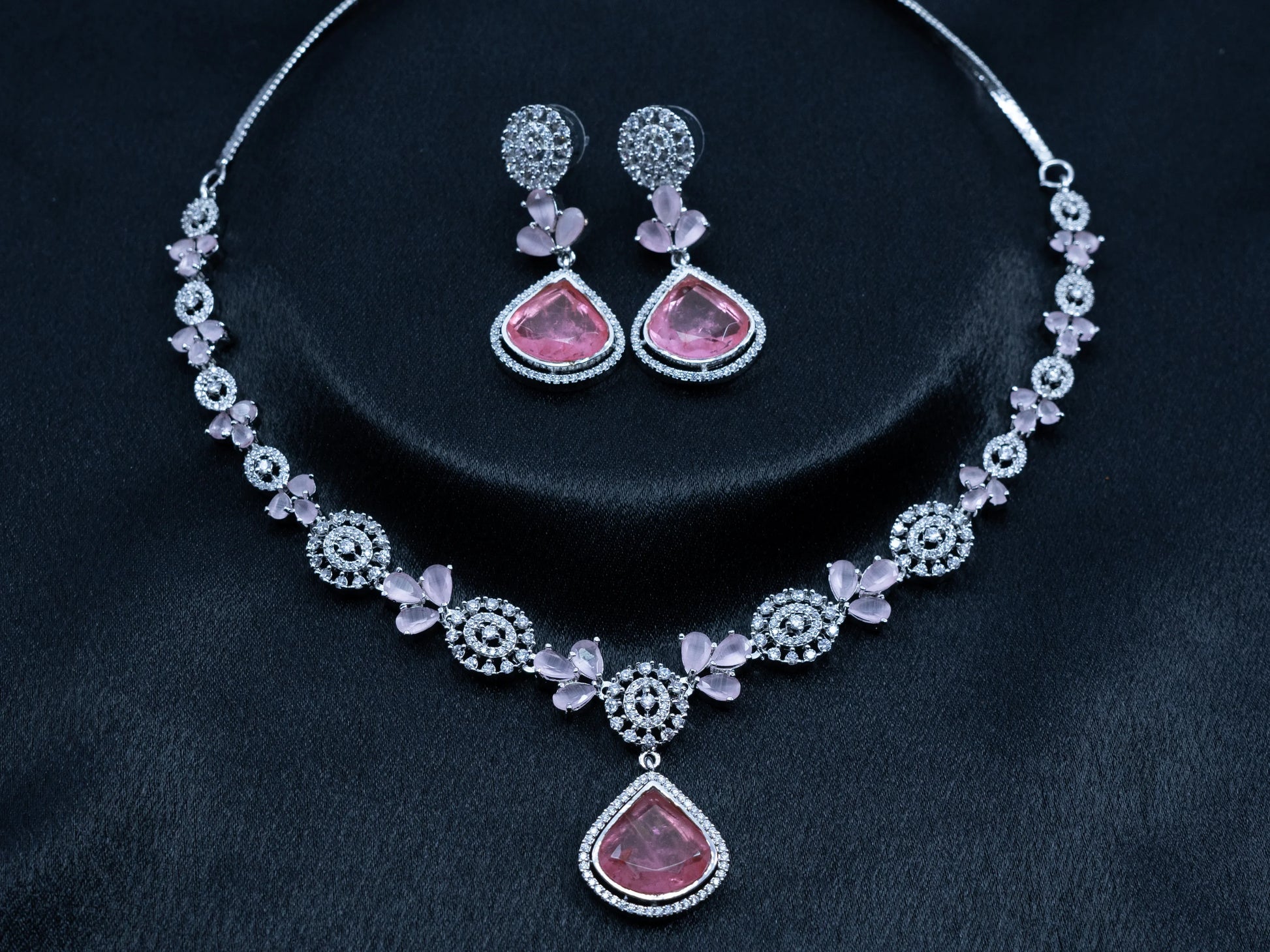 Zircon Diamond Necklace Set for Women- 010 - GoScarlet