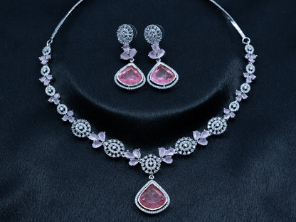 Zircon Diamond Necklace Set for Women- 010 - GoScarlet