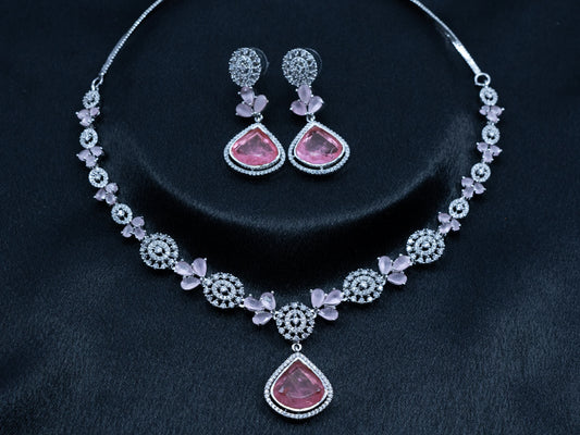 Zircon Diamond Necklace Set for Women- 010 - GoScarlet