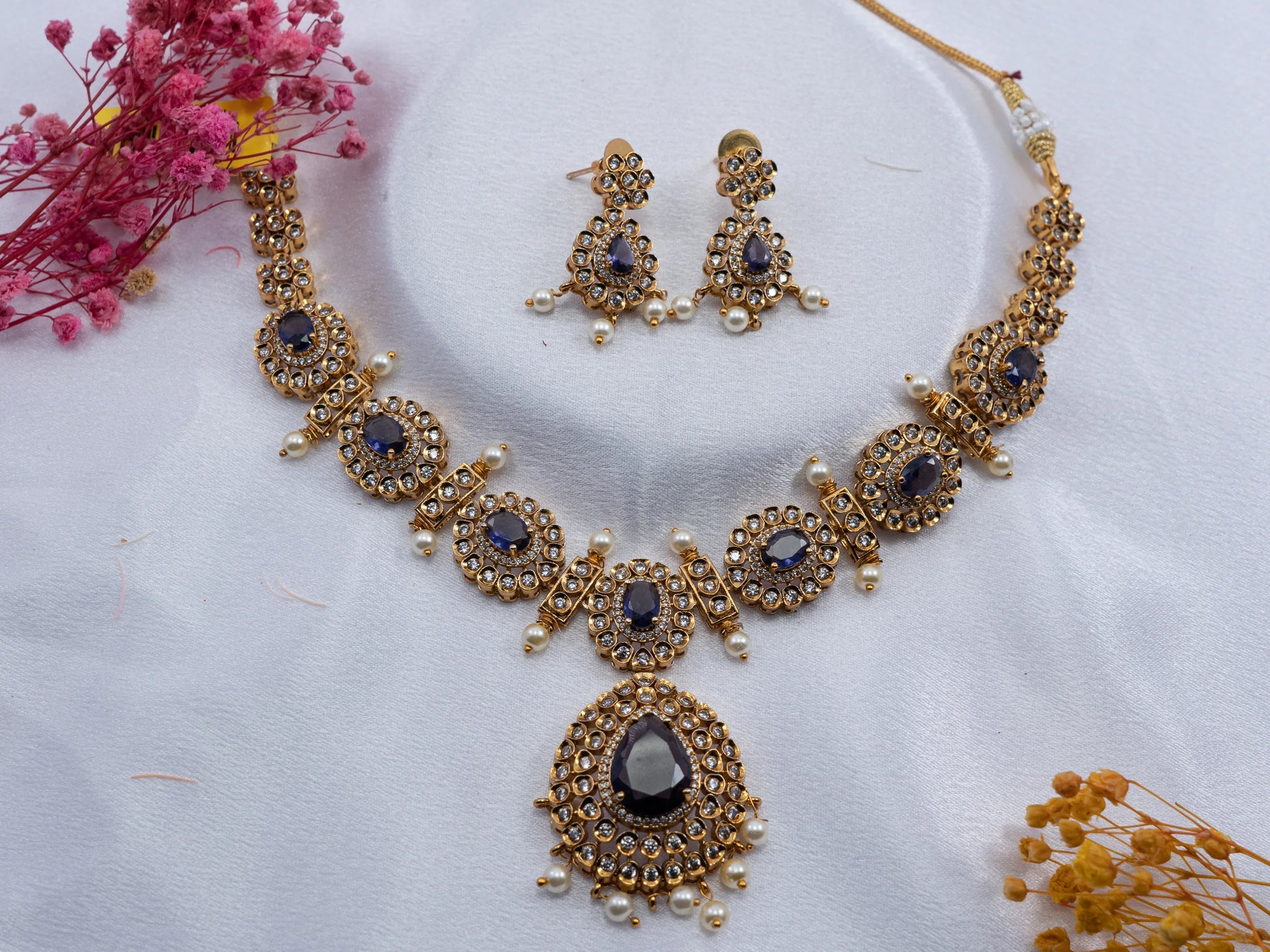 Gold-Plated Zircon Diamond Necklace Set for Women- 012 - GoScarlet