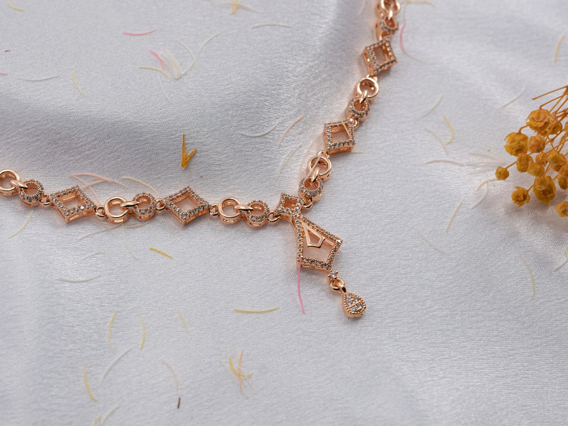 Gold-Plated Zircon Diamond Necklace Set for Women- 013 - GoScarlet