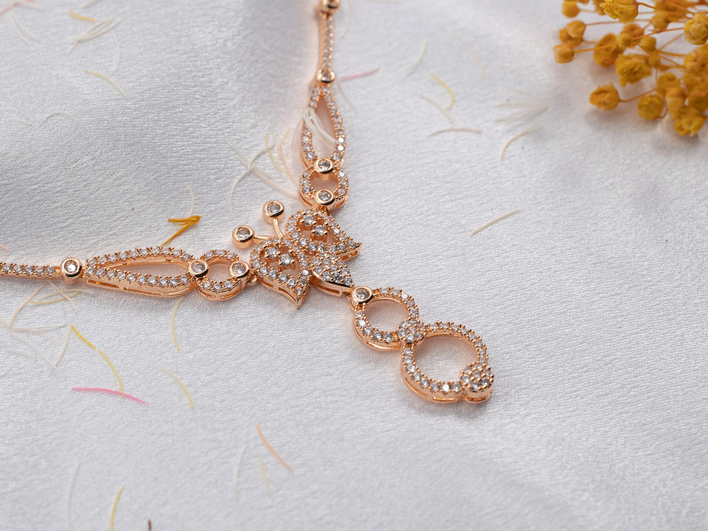 Gold-Plated Zircon Diamond Necklace Set for Women- 015 - GoScarlet