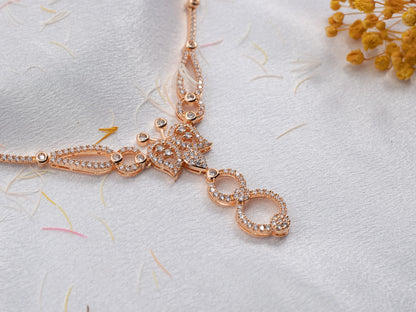 Gold-Plated Zircon Diamond Necklace Set for Women- 015 - GoScarlet