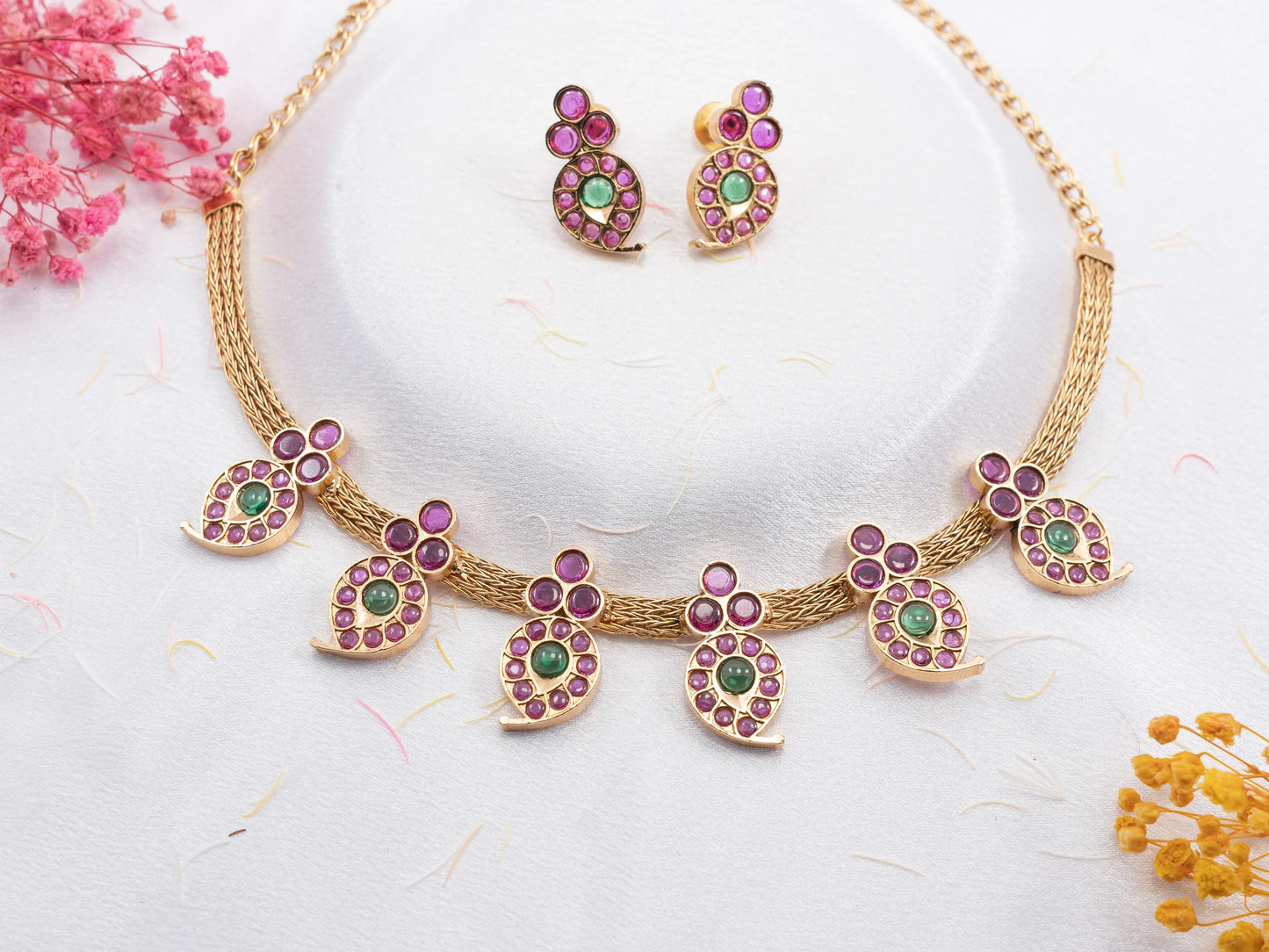 Gold-Plated Zircon Diamond Necklace Set for Women- 016 - fashion jewellery - GoScarlet