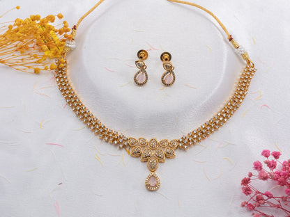 Gold-Plated Zircon Diamond Necklace Set for Women- 017-fashion jewellery - GoScarlet