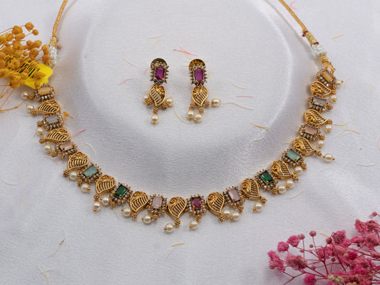 Gold-Plated Zircon Diamond Necklace Set for Women- 020 - fashion jewellery - GoScarlet