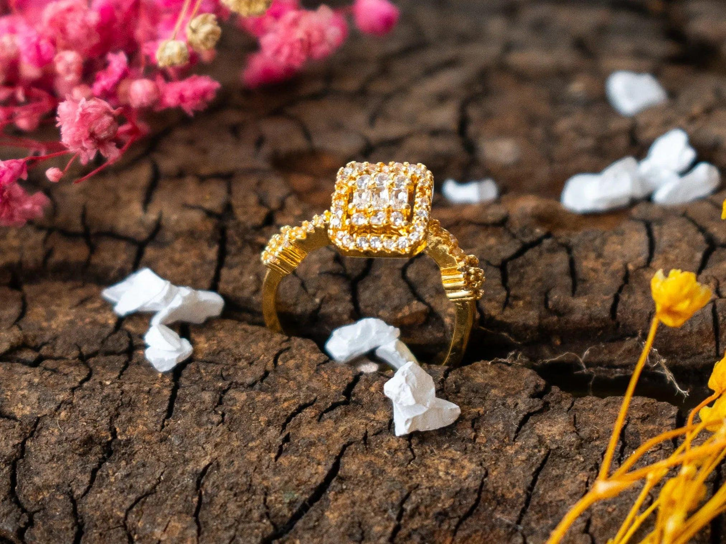 Gold-Plated Zircon Rings for women - 002 - GoScarlet