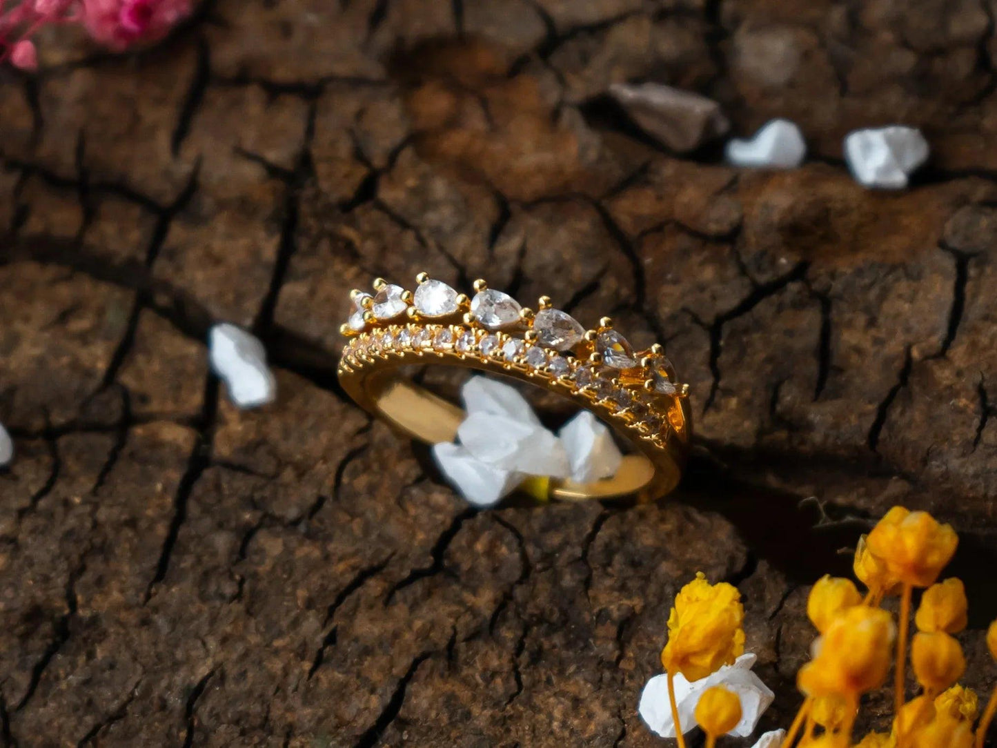 Gold-Plated Zircon Rings for women - 026 - GoScarlet