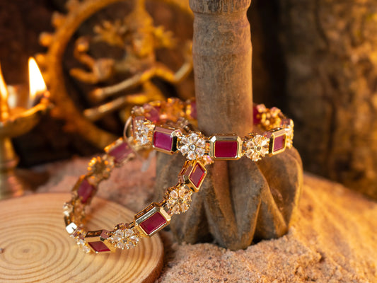 Gold-Plated Zircon Bangles for Women- 006 - GoScarlet