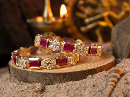 Gold-Plated Zircon Bangles for Women- 006 - GoScarlet