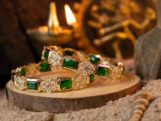 Gold-Plated Zircon Bangles for Women- 007 - GoScarlet