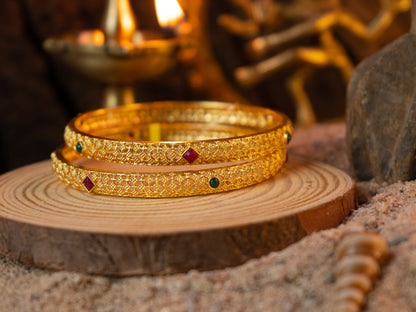 Gold-Plated Zircon Bangles for Women- 015 - GoScarlet