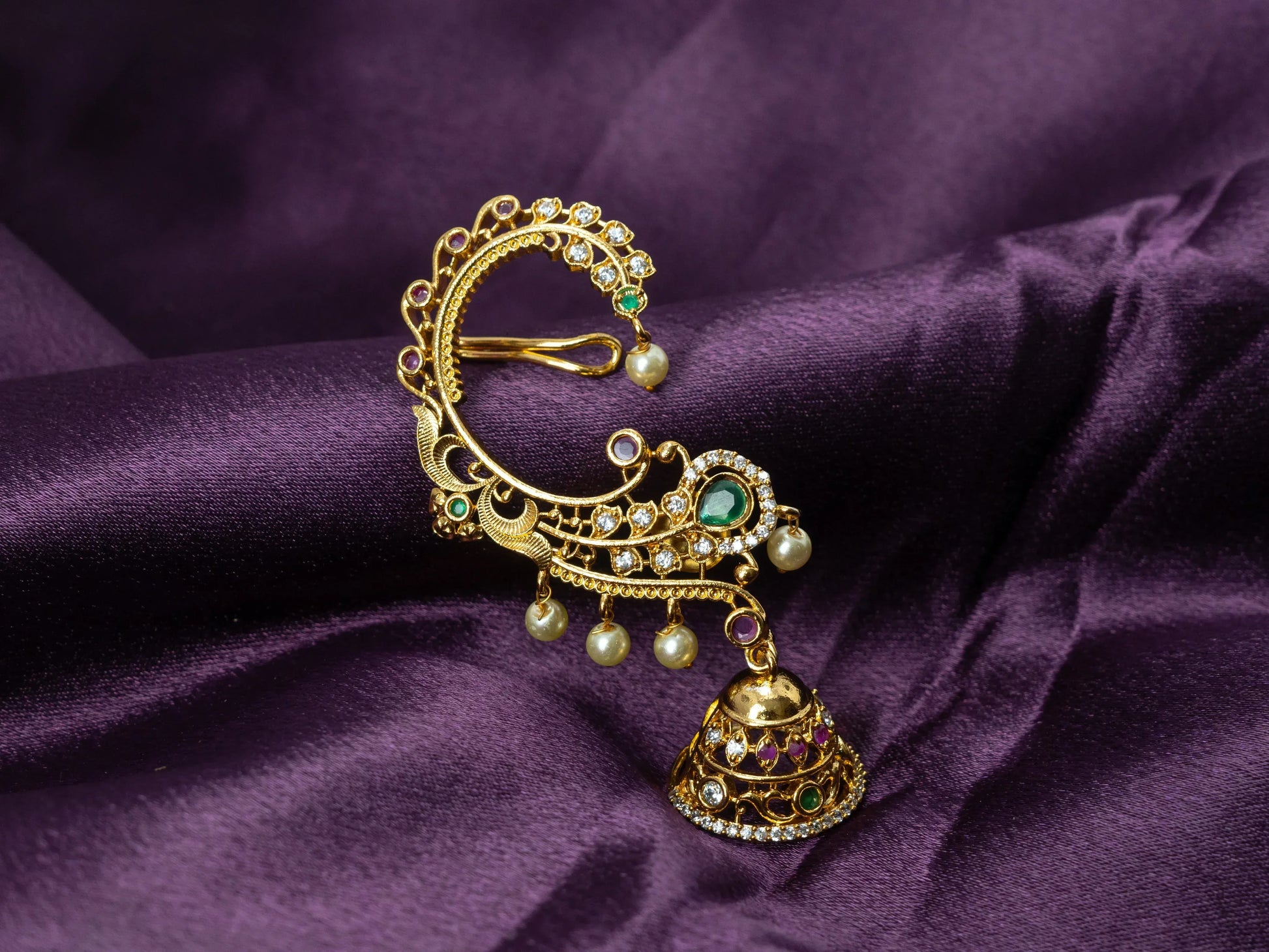 Gold-Plated Bridal Jumkas Earrings for Women-002.